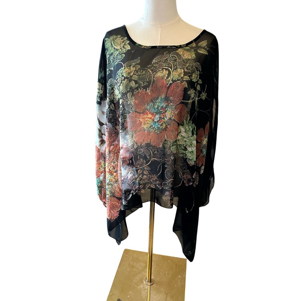 DJT Beachy sheer cover-up poncho lightweight flowy - Picture 2 of 6